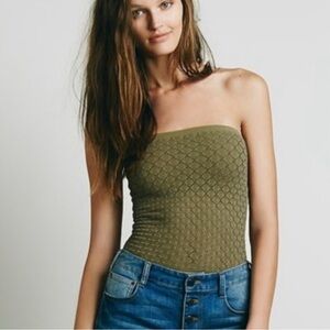 Free People Olive Green Strapless Tube Top